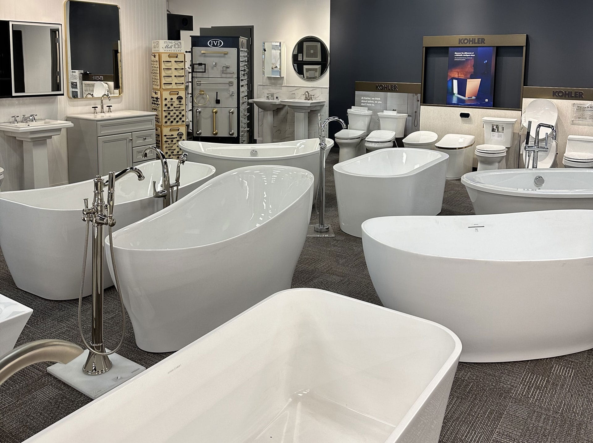 Weinstein Lancaster Plumbing Supply Showroom free-standing bathtubs